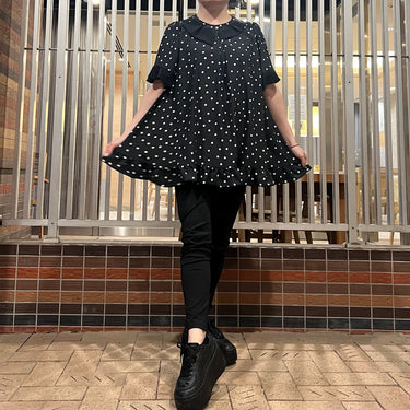 4.20mon21:00~販売開始】BLACK or WHITE DOT チュニックブラウス